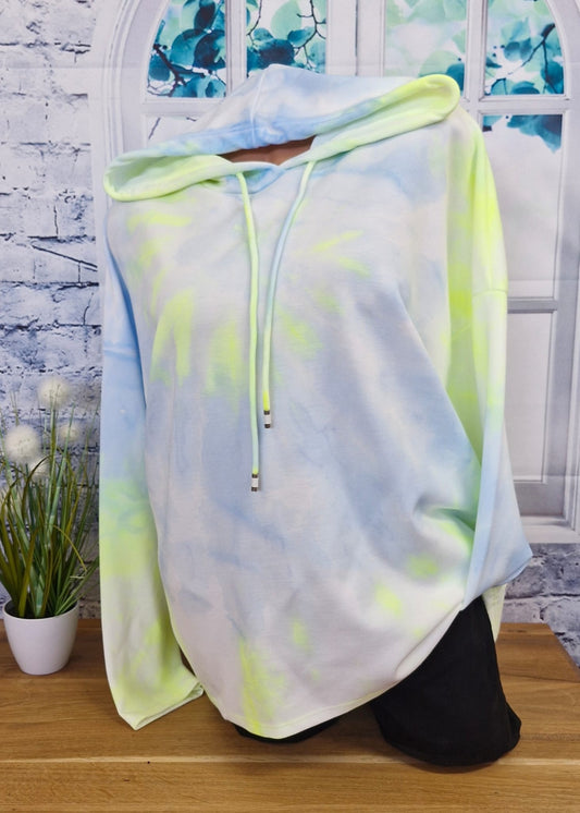 Batik Hoodie Blau - Gelb