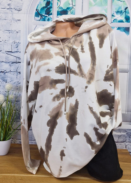 Batik Hoodie Beige-Braun
