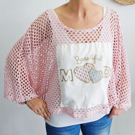 Häkel-Top Rosa "Beautiful Mode" leicht glitzernd