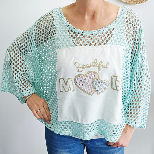 Häkel-Top Mint "Beautiful Mode" leicht glitzernd