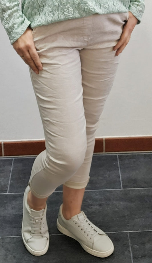 Hose Basic uni Beige Stretch - große Version